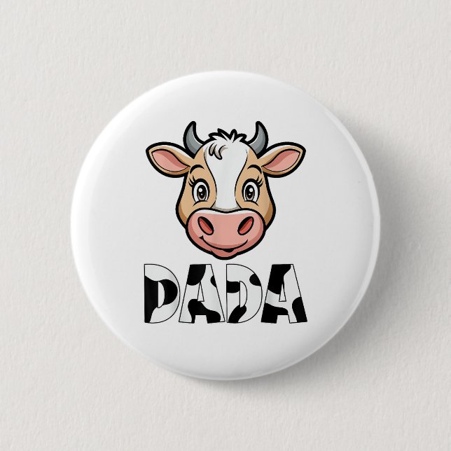 Dada Cow Print Cow Pattern Father's Day  6 Cm Round Badge (Front)