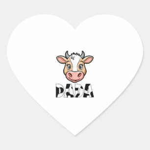 Dada Cow Print Cow Pattern Father's Day Heart Sticker
