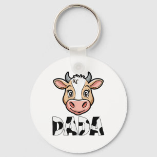 Dada Cow Print Cow Pattern Father's Day Key Ring