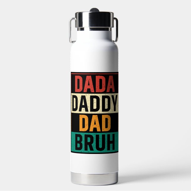 Dada Daddy Dad Bruh Funny retro Father's Day  Water Bottle (Front)