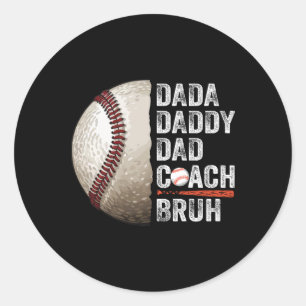 Dada Daddy Dad Bruh Vintage Baseball Coach Funny F Classic Round Sticker