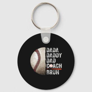 Dada Daddy Dad Bruh Vintage Baseball Coach Funny F Key Ring