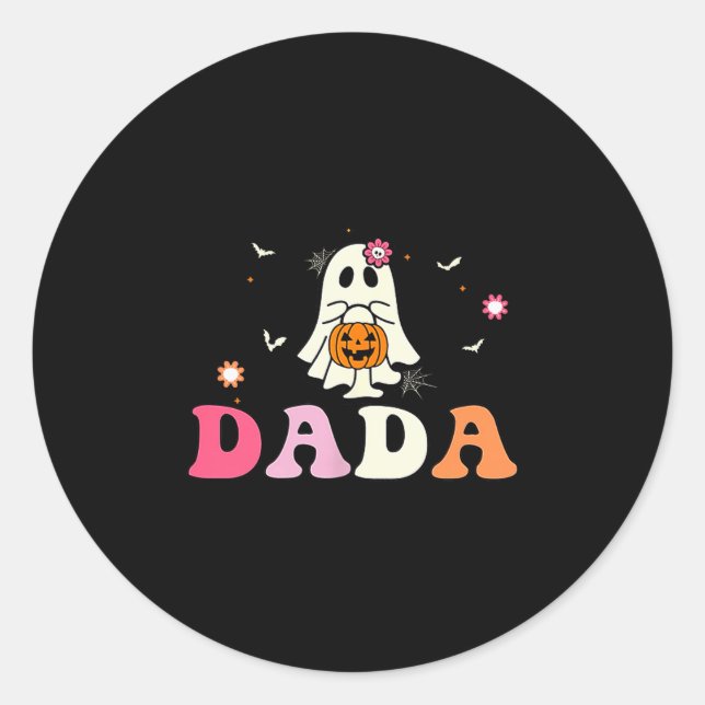 Dada Ghost Boo One Soky Dad First Halloween Birthd Classic Round Sticker (Front)