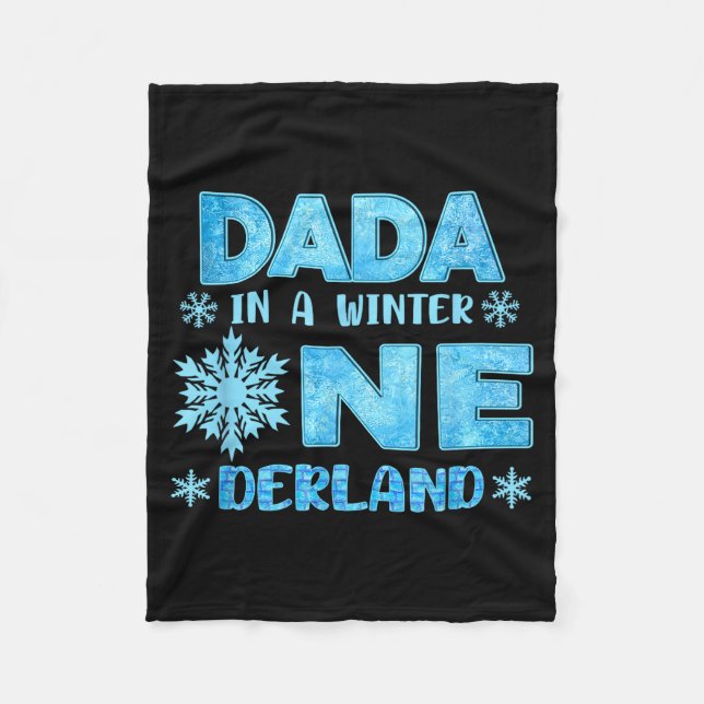 Dada In A Winter Onederland Bday Girl Sweet Snowfl Fleece Blanket (Front)