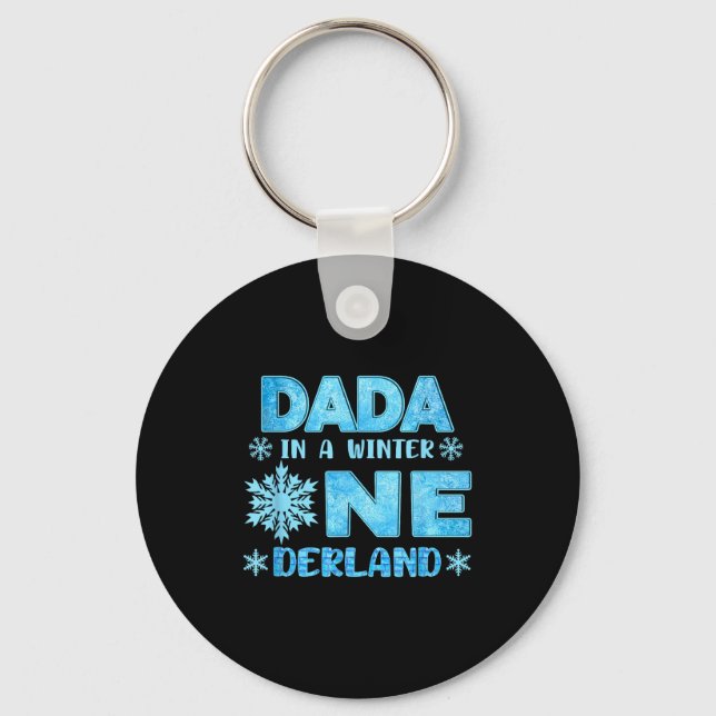 Dada In A Winter Onederland Bday Girl Sweet Snowfl Key Ring (Front)