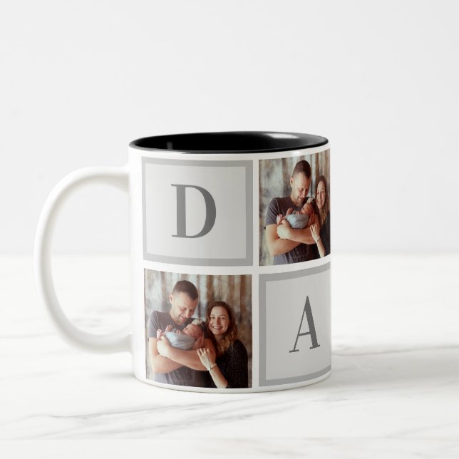 DADA Modern Photo Collage Fathers Day Two-Tone Coffee Mug (Left)