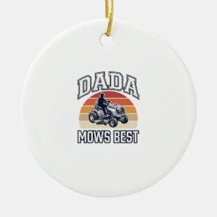 Dada Mows Best Vintage Lawn Mower Shirt Design_1 Ceramic Tree Decoration