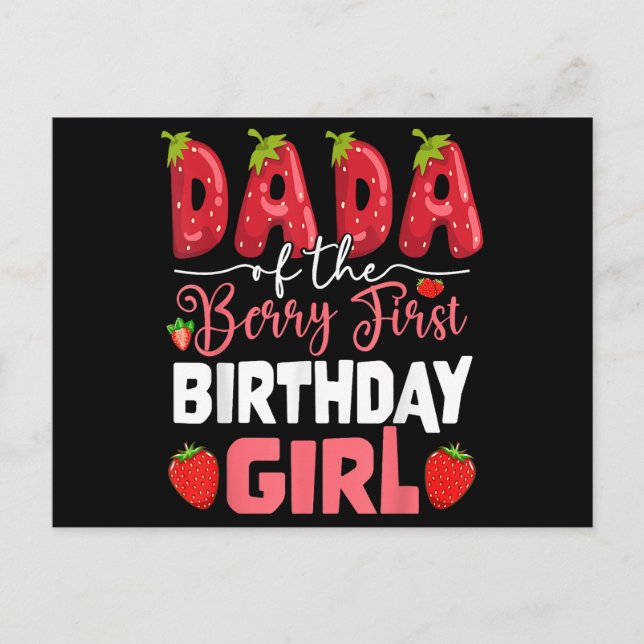 Dada of The Berry First Birthday of Girl Strawberr Holiday Postcard (Front)
