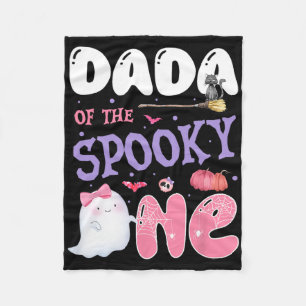 Dada Of The Spooky One 1st Birthday Halloween Pink Fleece Blanket