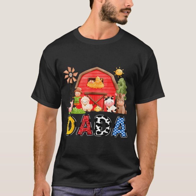 Dada Red Farm Cow Birthday Boy Matching Family Par T-Shirt (Front)
