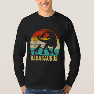 Dada Saurus Rex Dada Dinosaur 3 Three Kids Fathers T-Shirt