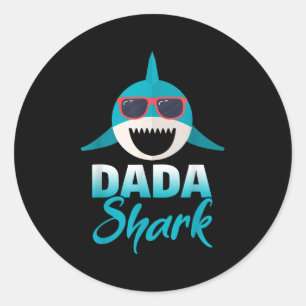 Dada Shark Wearing Cool Sungles Daddy  Classic Round Sticker
