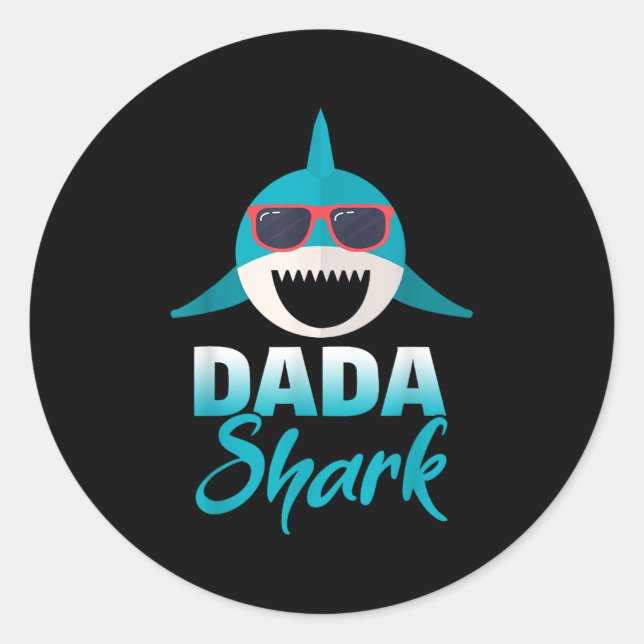 Dada Shark Wearing Cool Sungles Daddy  Classic Round Sticker (Front)