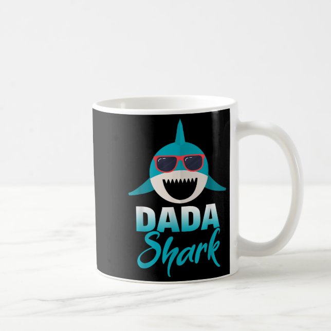 Dada Shark Wearing Cool Sungles Daddy  Coffee Mug (Right)