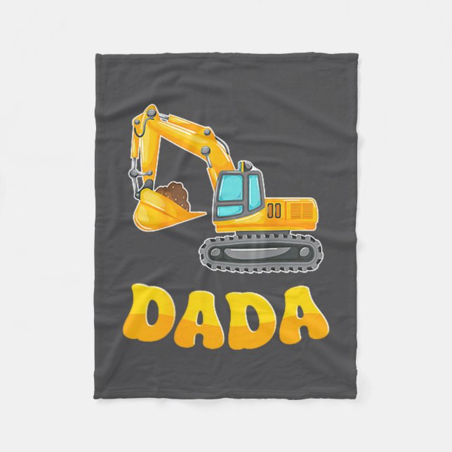 Dada The Birthday Boy Excavator Construction Famil Fleece Blanket (Front)