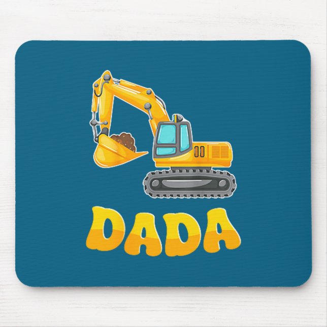 Dada The Birthday Boy Excavator Construction Famil Mouse Mat (Front)