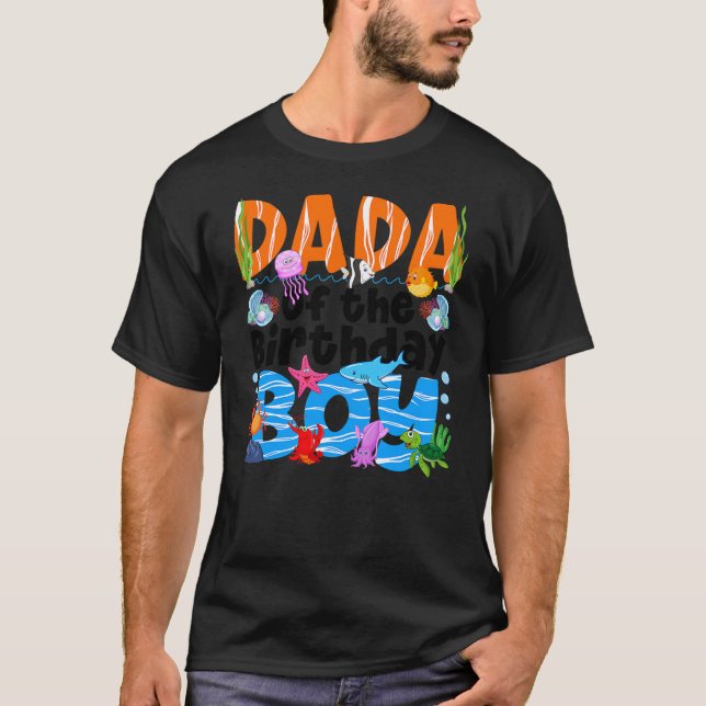 Dada Under Sea Birthday Party Boys Ocean Sea Anima T-Shirt (Front)