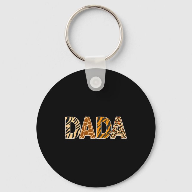 Dada Wild Animal Print Zebra Giraffe Tiger Leopard Key Ring (Front)