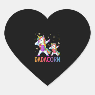 Dadacorn Dadicorn Daddycorn Dad Kids Fathers Day T Heart Sticker