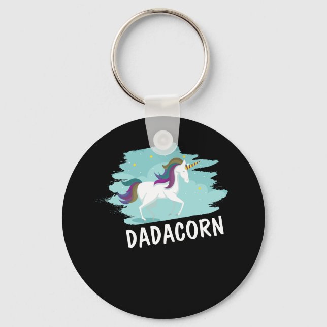 Dadacorn Funny Unicorn Dad And Baby Key Ring (Front)