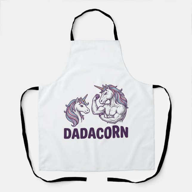 Dadacorn Funny Unicorn Dad Vector Shirt Design_1 Apron (Front)