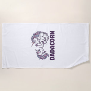 Dadacorn Funny Unicorn Dad Vector Shirt Design_1 Beach Towel