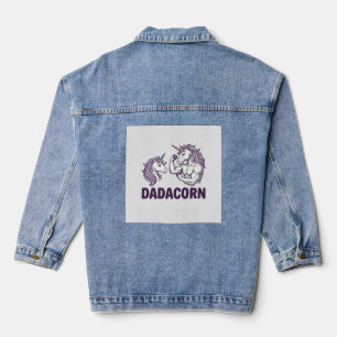 Dadacorn Funny Unicorn Dad Vector Shirt Design_1 Denim Jacket