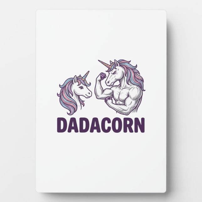 Dadacorn Funny Unicorn Dad Vector Shirt Design_1 Plaque (Front)