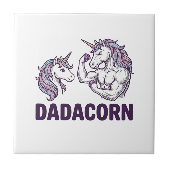 Dadacorn Funny Unicorn Dad Vector Shirt Design_1 Tile (Front)