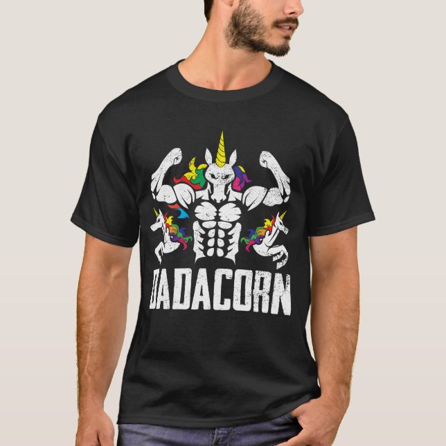 Dadacorn Muscle Unicorn Dad Baby Fathers Day Gift T-Shirt (Front)