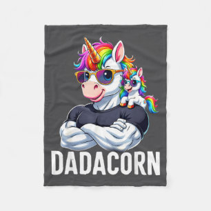 Dadacorn Muscle Unicorn Dad Funny Father's Day Men Fleece Blanket