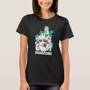 Dadacorn Muscle Unicorn Dad Of 3 Babies Fathers Da T-Shirt