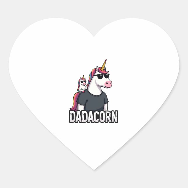 Dadacorn - Unicorn Dad and Baby Christmas Papa Fat Heart Sticker (Front)