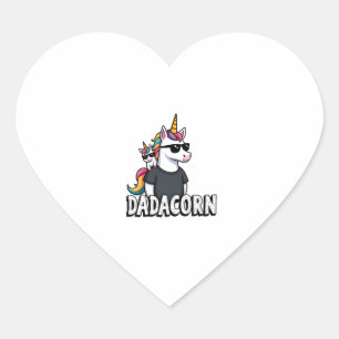 Dadacorn - Unicorn Dad and Baby Christmas Papa Fat Heart Sticker