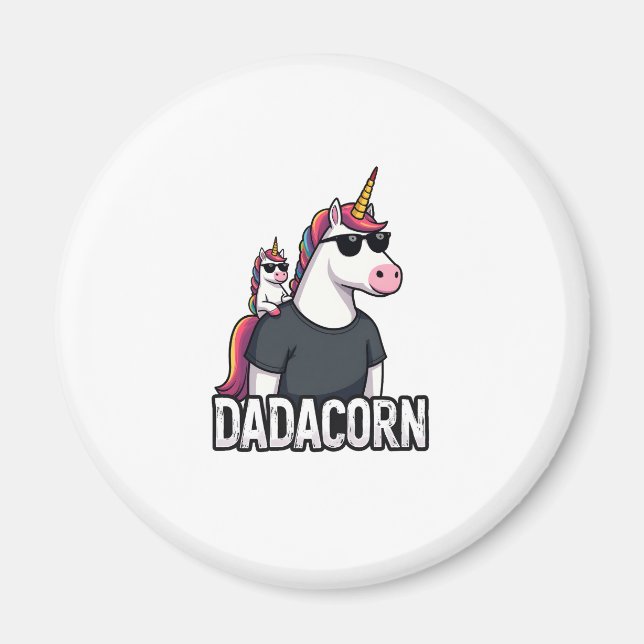 Dadacorn - Unicorn Dad and Baby Christmas Papa Fat Magnet (Front)