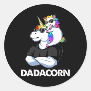 Dadacorn - Unicorn Dad And Byby Funny Classic Round Sticker