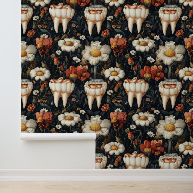 Dadaism Chamomile Tooth Flower Dental Clinic Decor Wallpaper (Application)