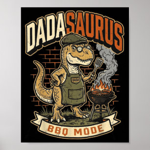 Dadasaurus Bbq Mode Fathers Day Funny Dinosaur Poster