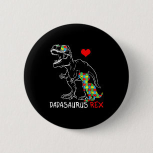 Dadasaurus Rex Autism Awareness Proud Dad Fathers  6 Cm Round Badge