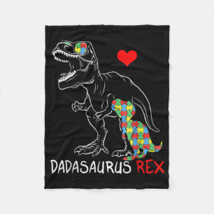 Dadasaurus Rex Autism Awareness Proud Dad Father's Fleece Blanket