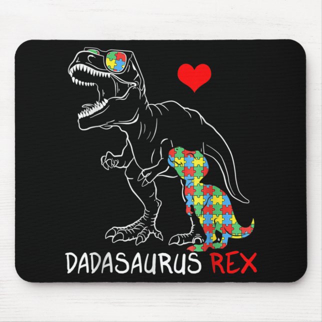 Dadasaurus Rex Autism Awareness Proud Dad Father's Mouse Mat (Front)