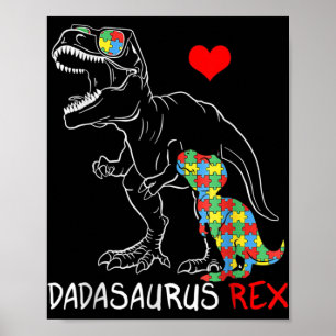 Dadasaurus Rex Autism Awareness Proud Dad Father's Poster