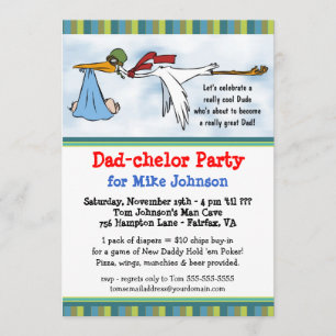 Dadchelor - Cute New Daddy Poker Party Invitations