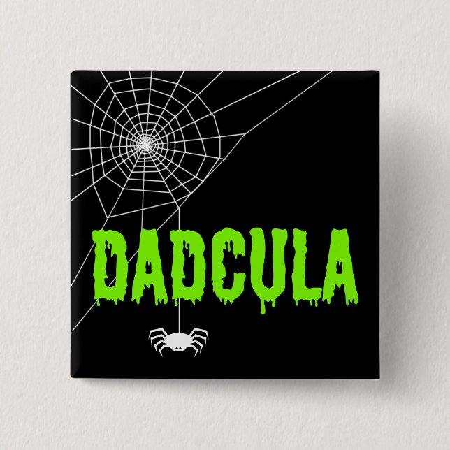 Dadcula Green Dripping Font Spider Web 15 Cm Square Badge (Front)