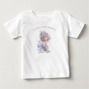 Daddie's Little Mermaid Purple Blue Seashells Baby T-Shirt
