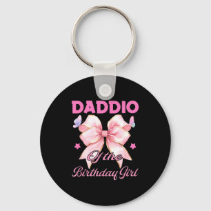 Daddio birthday girl matching coquette pink bow key ring