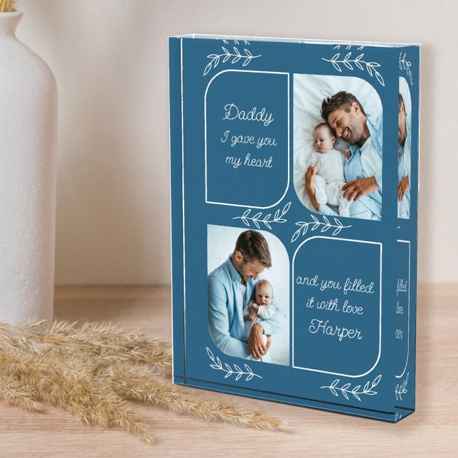 Daddy 2 Vertical Photo Loving Words Personalised Block (Creator Uploaded)