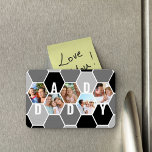 Daddy 5 Photo 5 Letter Honeycomb Photo Collage Magnet<br><div class="desc">Honeycomb photo magnet, personalized with 5 of your favorite photos and printed with a 5 letter name, such as DADDY. The design features a honeycomb photo collage in a monochrome color palette of black white and grey. For alternative colors and different length names, please browse my store in the Honeycomb...</div>