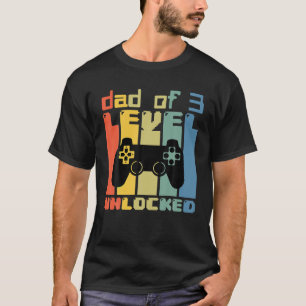 Daddy Again Levelled Up To Dad Of 3 Dad Level T-Shirt