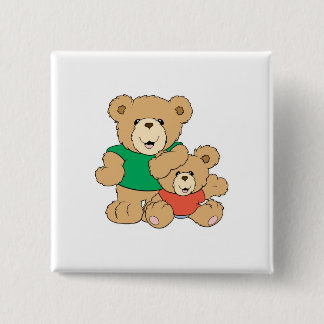 Daddy and Baby Boy Bear 15 Cm Square Badge